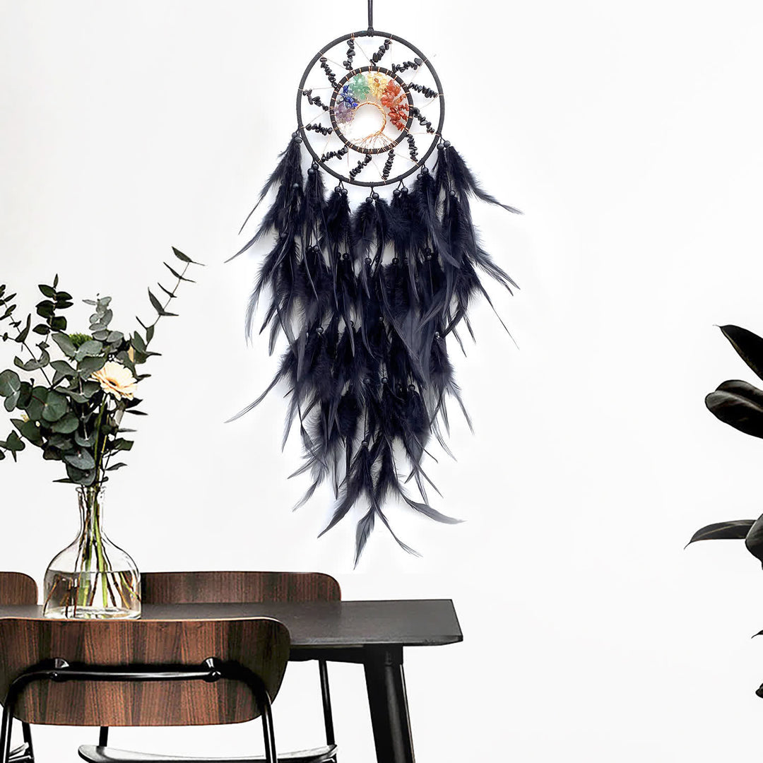 Olivenorma Chakra Tree of Life Braided Beads Dream Catcher - Obsidian - image 8