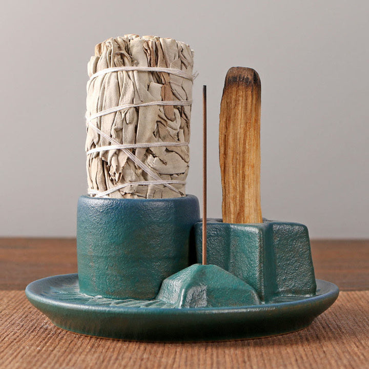 Olivenorma 3-IN-1 Star Ceramic Sage Incense Stick Holder