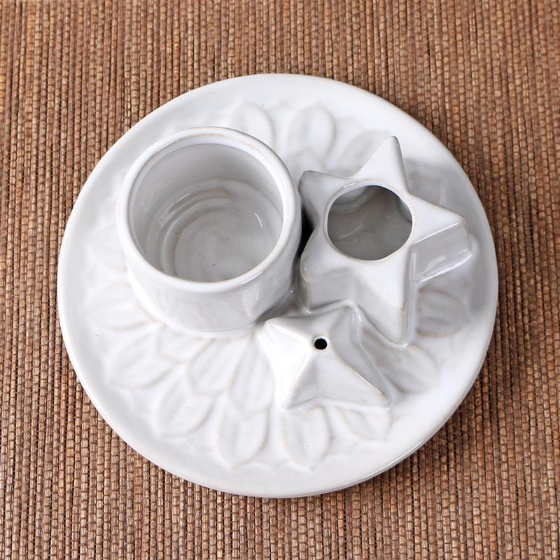 Olivenorma 3-IN-1 Star Ceramic Sage Incense Stick Holder