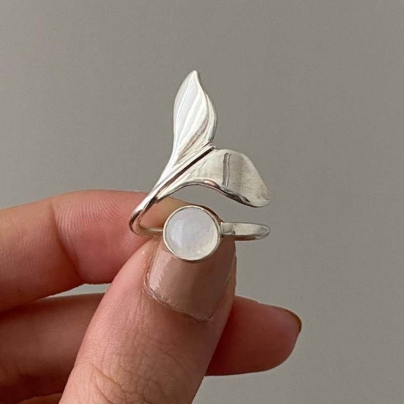 Olivenorma Natural Moonstone Mermaid's Tail Adjustable Ring