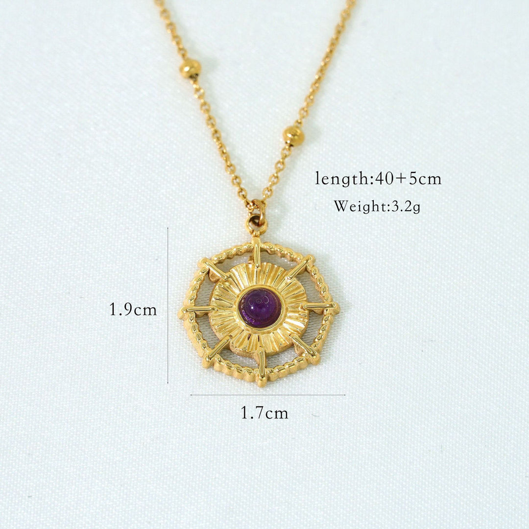 Olivenorma Natural Amethyst 14K Gold Plated Necklace