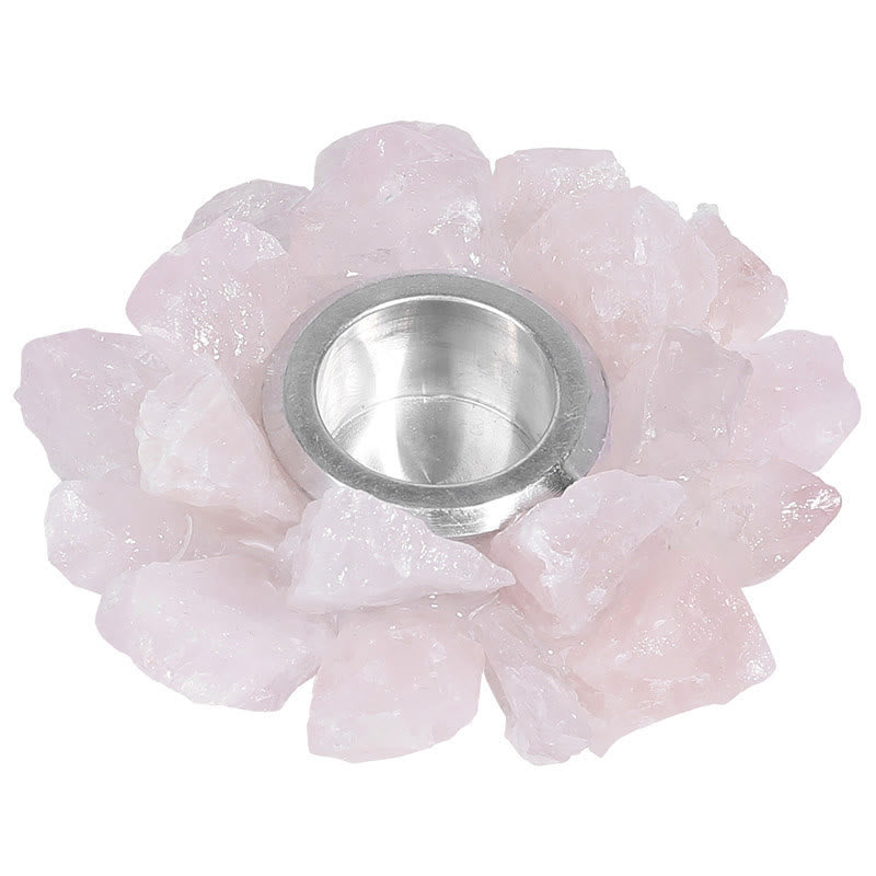 Olivenorma Natural Rose Quartz Healing Ornament Candle Holder