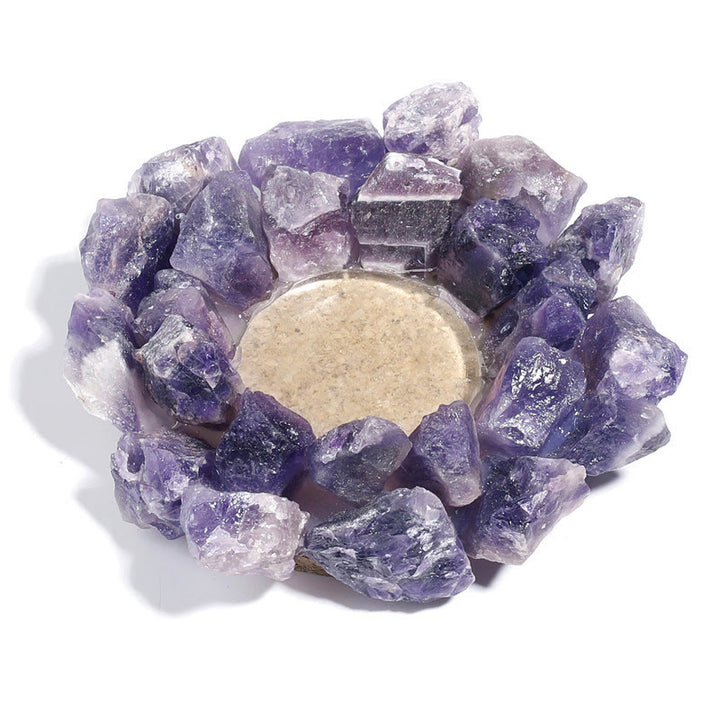 Olivenorma Natural Amethyst Healing Ornament Candle Holder