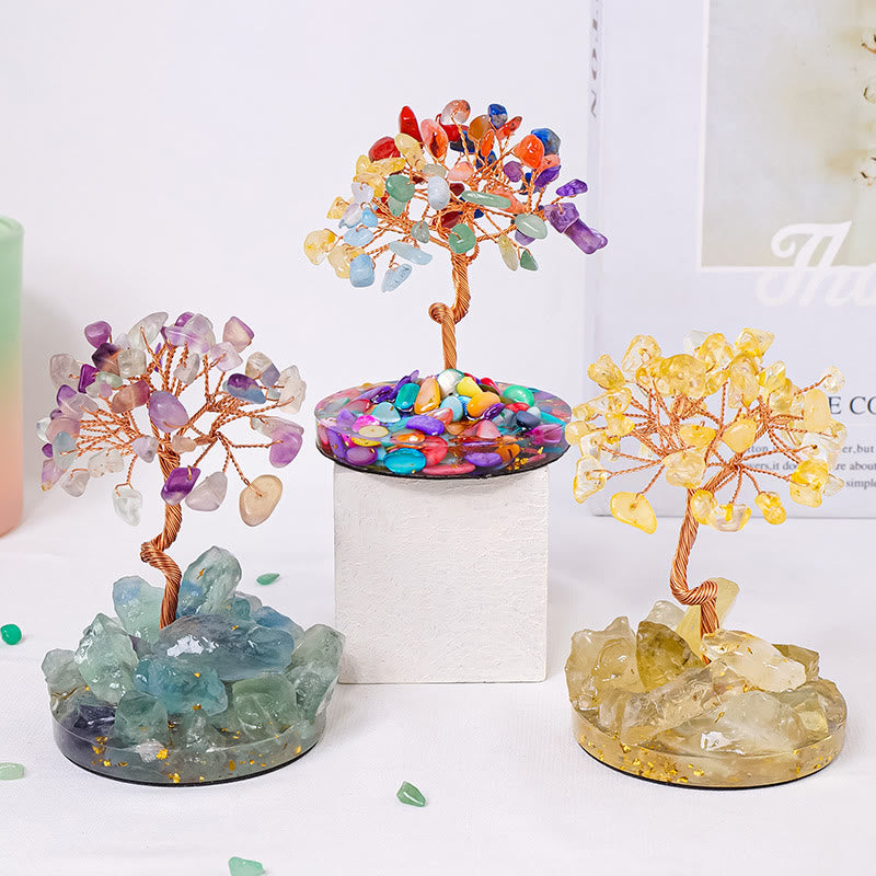 Olivenorma Luck Success Tree of Life Gemstone Feng Shui Tree