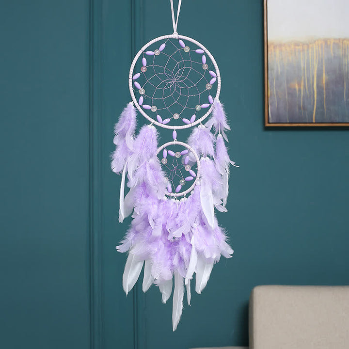 Olivenorma Purple Plastic Beads Purple Feather Dream Catcher