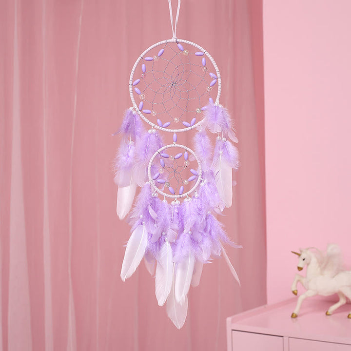 Olivenorma Purple Plastic Beads Purple Feather Dream Catcher