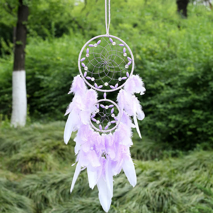 Olivenorma Purple Plastic Beads Purple Feather Dream Catcher