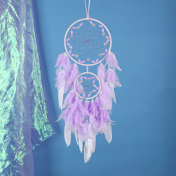 Olivenorma Purple Plastic Beads Purple Feather Dream Catcher