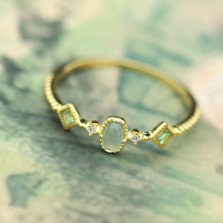 Olivenorma Sterling Silver Vintage Natural Stone Aquamarine Ring