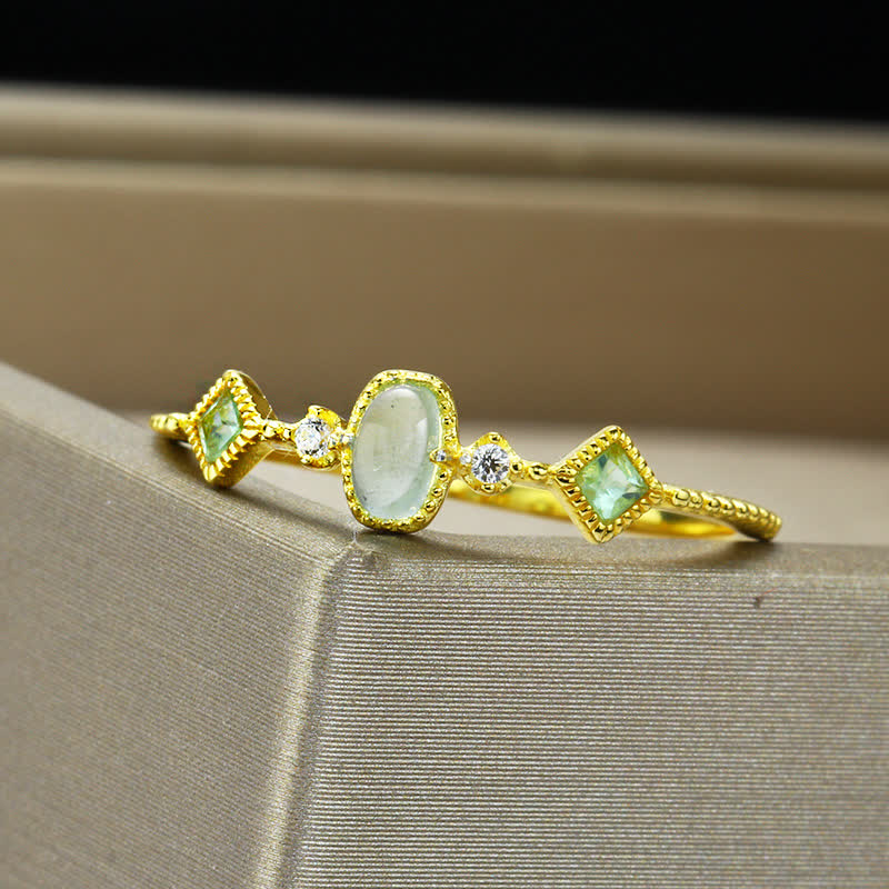 Olivenorma Sterling Silver Vintage Natural Stone Aquamarine Ring