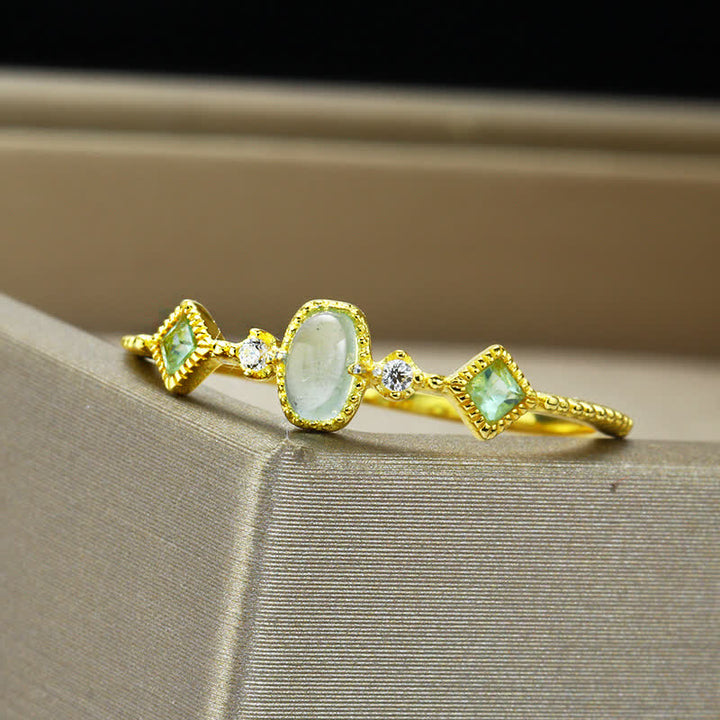 Olivenorma Sterling Silver Vintage Natural Stone Aquamarine Ring