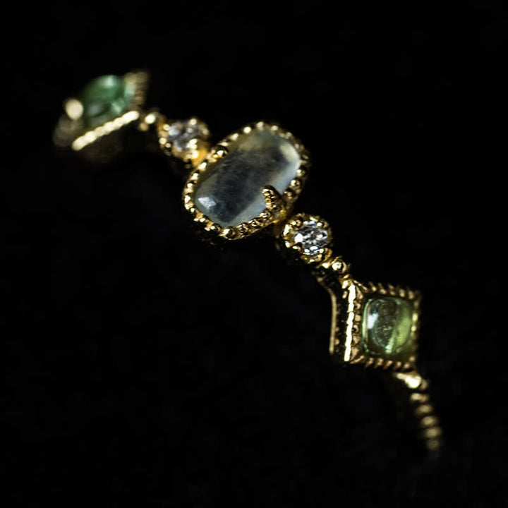 Olivenorma Sterling Silver Vintage Natural Stone Aquamarine Ring