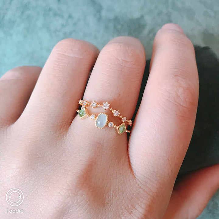 Olivenorma Sterling Silver Vintage Natural Stone Aquamarine Ring