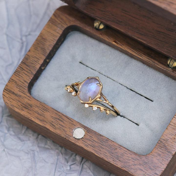Olivenorma 2pcs Natural Moonstone Ring Set - US 8 - image 0