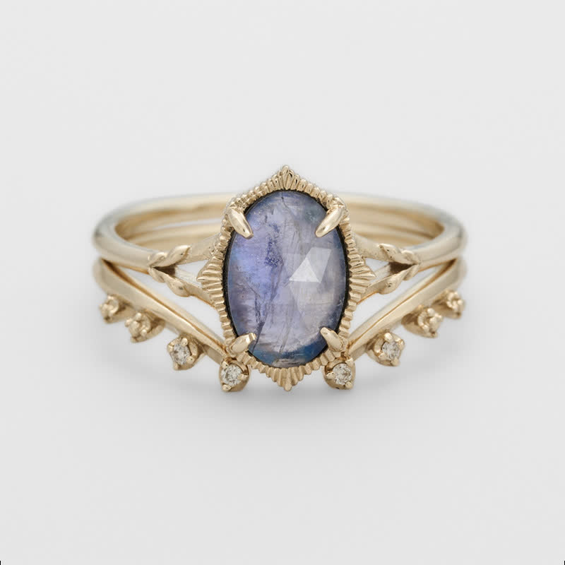 Olivenorma 2pcs Natural Moonstone Ring Set - image 2