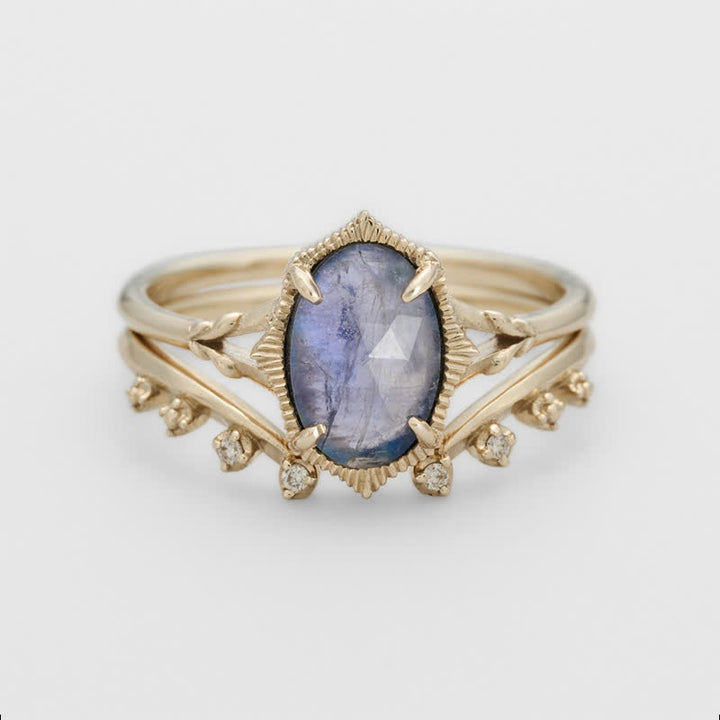 Olivenorma 2pcs Natural Moonstone Ring Set - image 2