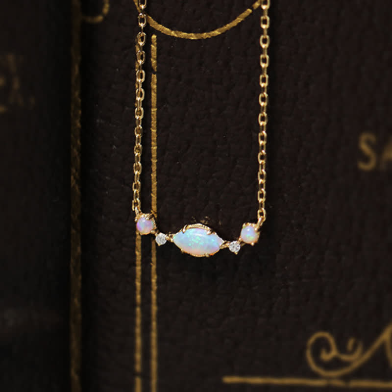 Olivenorma Natural Opal Crown Pendant Necklace