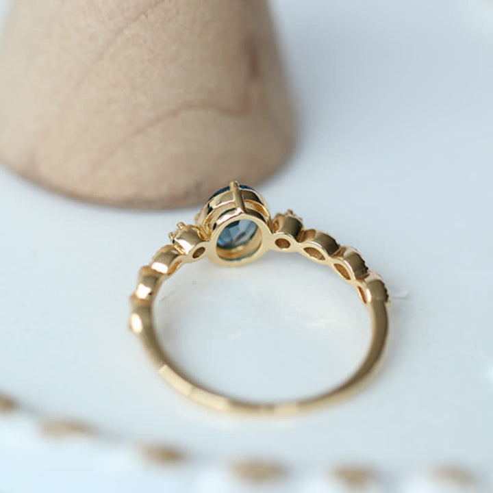 Olivenorma Vintage Oval Blue Topaz Ring