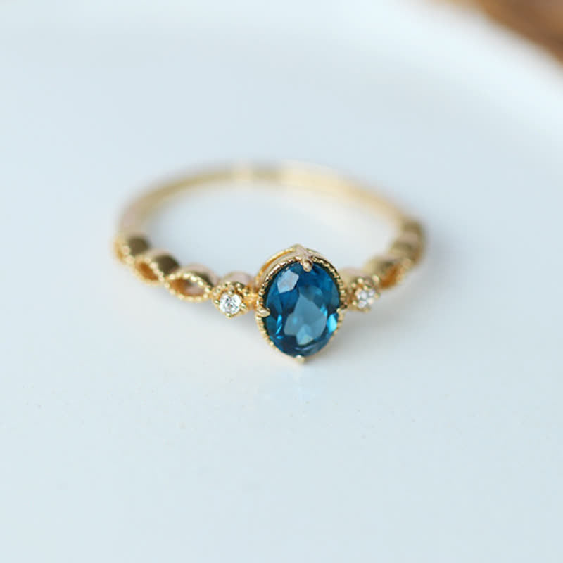 Olivenorma Vintage Oval Blue Topaz Ring