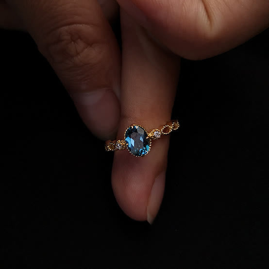 Olivenorma Vintage Oval Blue Topaz Ring