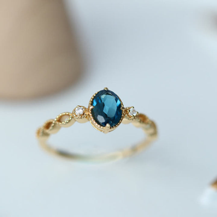 Olivenorma Vintage Oval Blue Topaz Ring