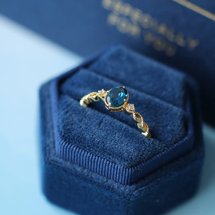 Olivenorma Vintage Oval Blue Topaz Ring
