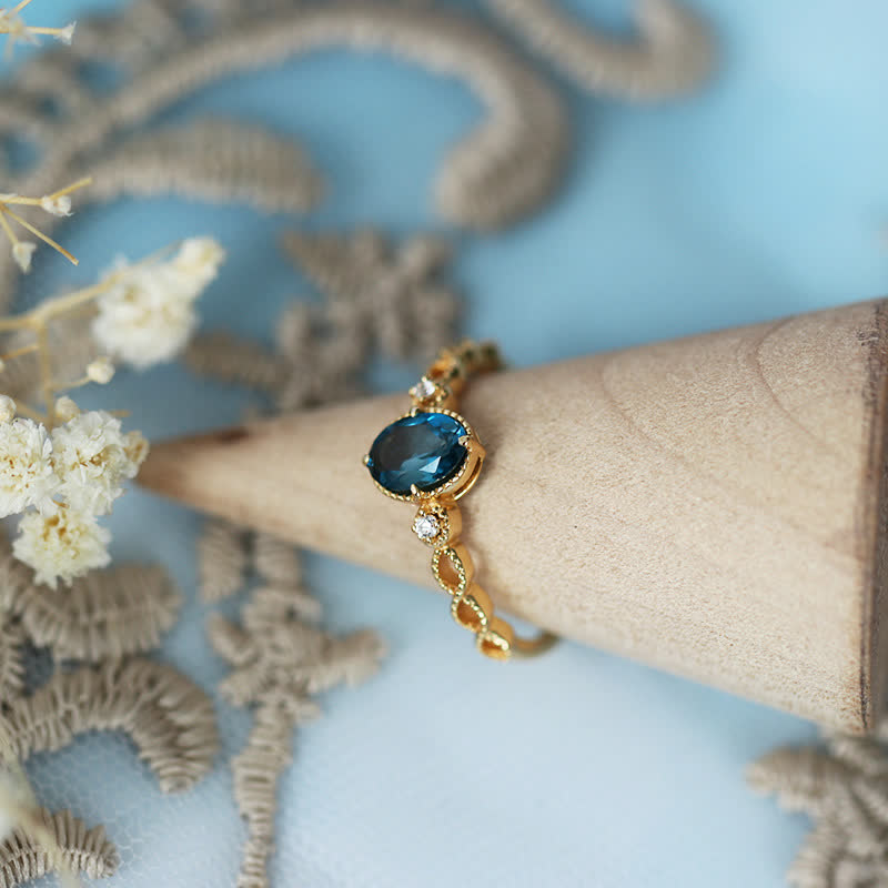 Olivenorma Vintage Oval Blue Topaz Ring