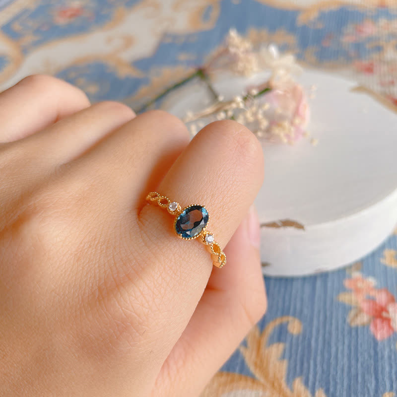 Olivenorma Vintage Oval Blue Topaz Ring