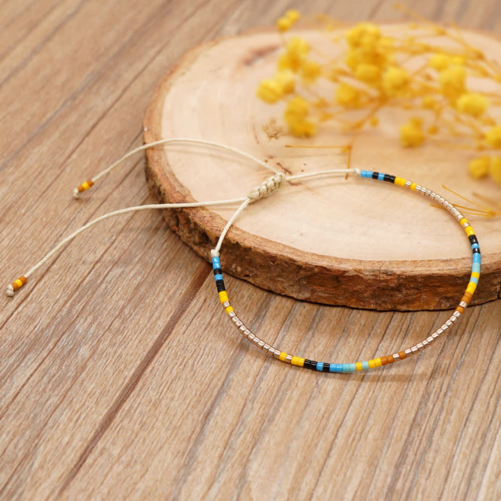 Olivenorma Colored Rice Metal Beads Adjustable Bracelet