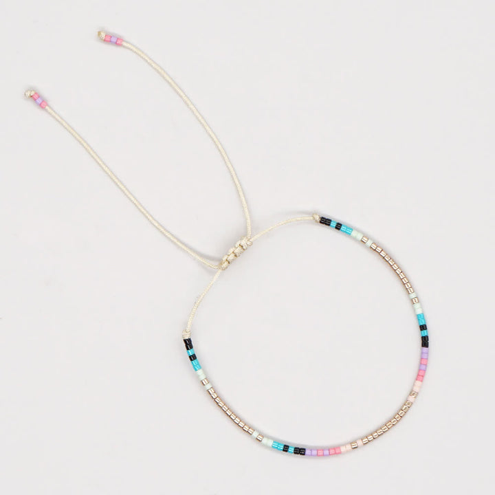 Olivenorma Colored Rice Metal Beads Adjustable Bracelet