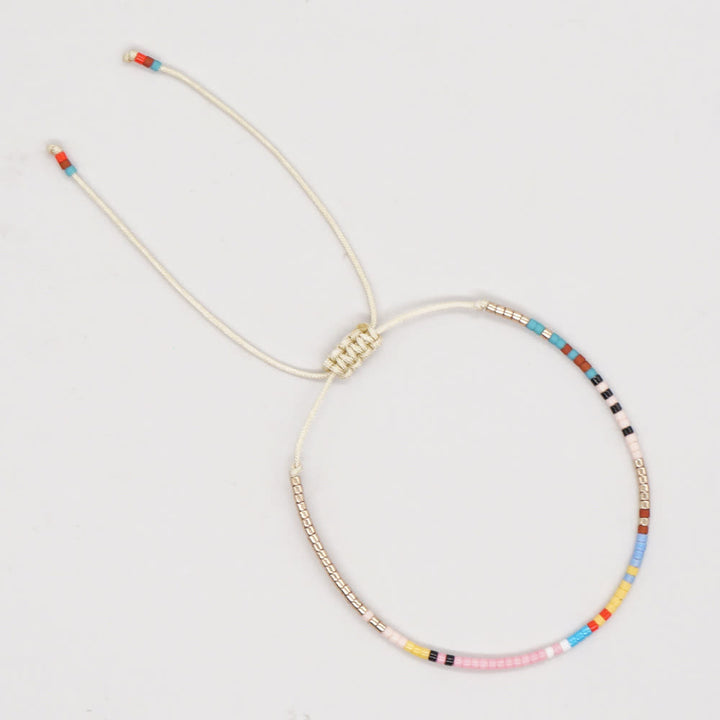 Olivenorma Colored Rice Metal Beads Adjustable Bracelet