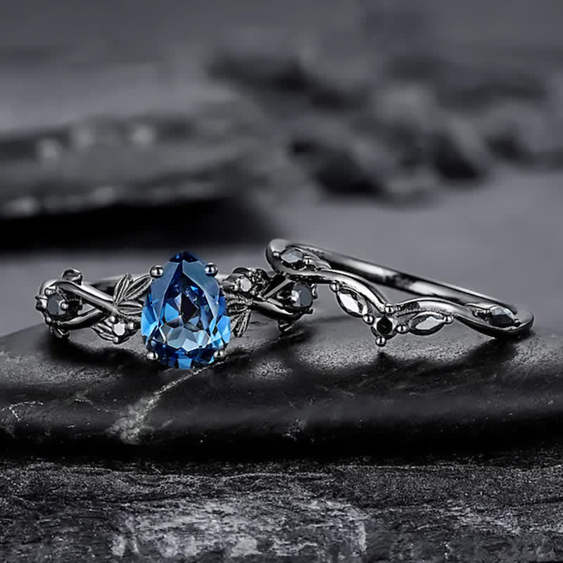 FREE Today:  Lucky Stone Aquamarine Leaf Engagement Ring Set - image 9