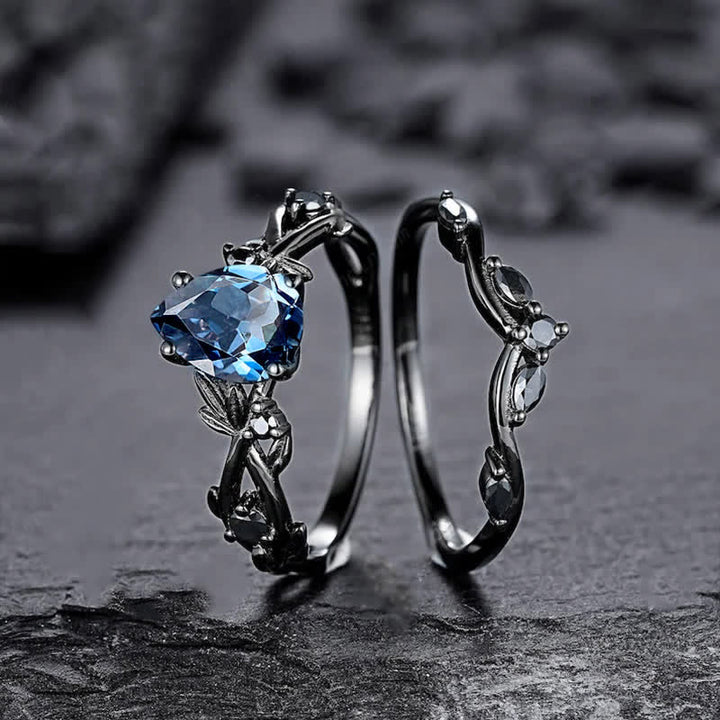 FREE Today:  Lucky Stone Aquamarine Leaf Engagement Ring Set - image 10