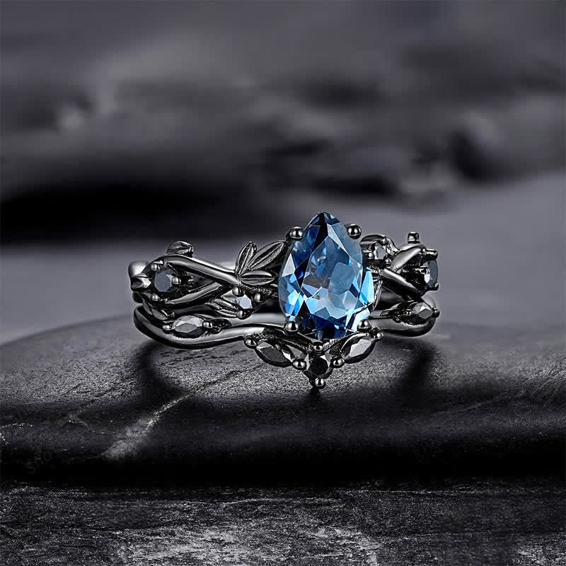 FREE Today:  Lucky Stone Aquamarine Leaf Engagement Ring Set - image 12