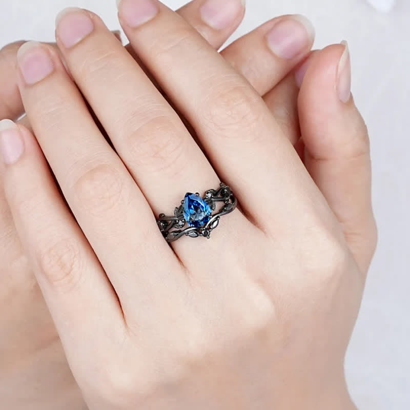 FREE Today:  Lucky Stone Aquamarine Leaf Engagement Ring Set - image 8