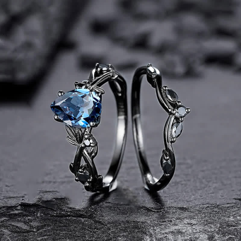 FREE Today:  Lucky Stone Aquamarine Leaf Engagement Ring Set - image 10