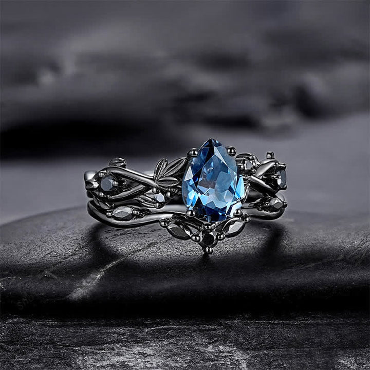 FREE Today:  Lucky Stone Aquamarine Leaf Engagement Ring Set - image 12