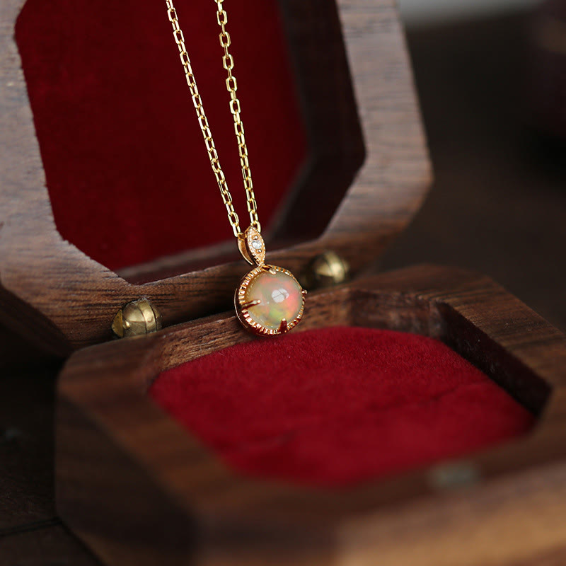 Olivenorma Vintage Opal S925 Necklace Earrings Jewelry Set