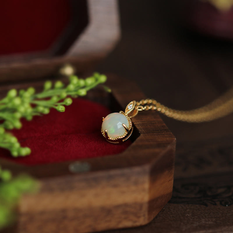 Olivenorma Vintage Opal S925 Necklace Earrings Jewelry Set