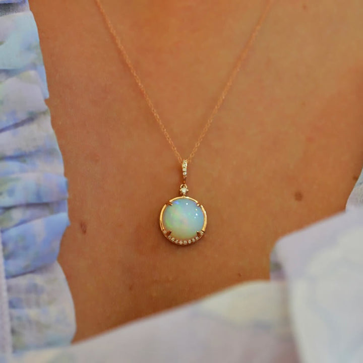 Olivenorma Vintage Opal S925 Necklace Earrings Jewelry Set