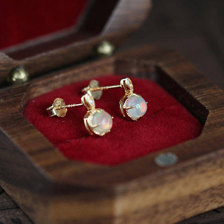 Olivenorma Vintage Opal S925 Necklace Earrings Jewelry Set