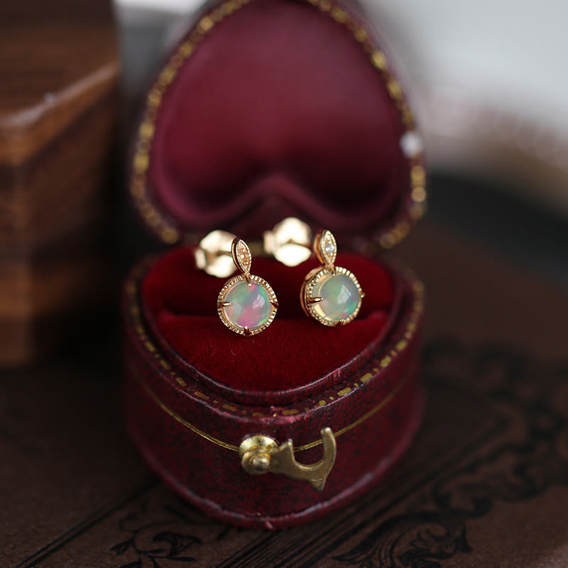 Olivenorma Vintage Opal S925 Necklace Earrings Jewelry Set