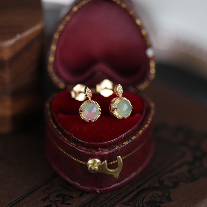 Olivenorma Vintage Opal S925 Necklace Earrings Jewelry Set