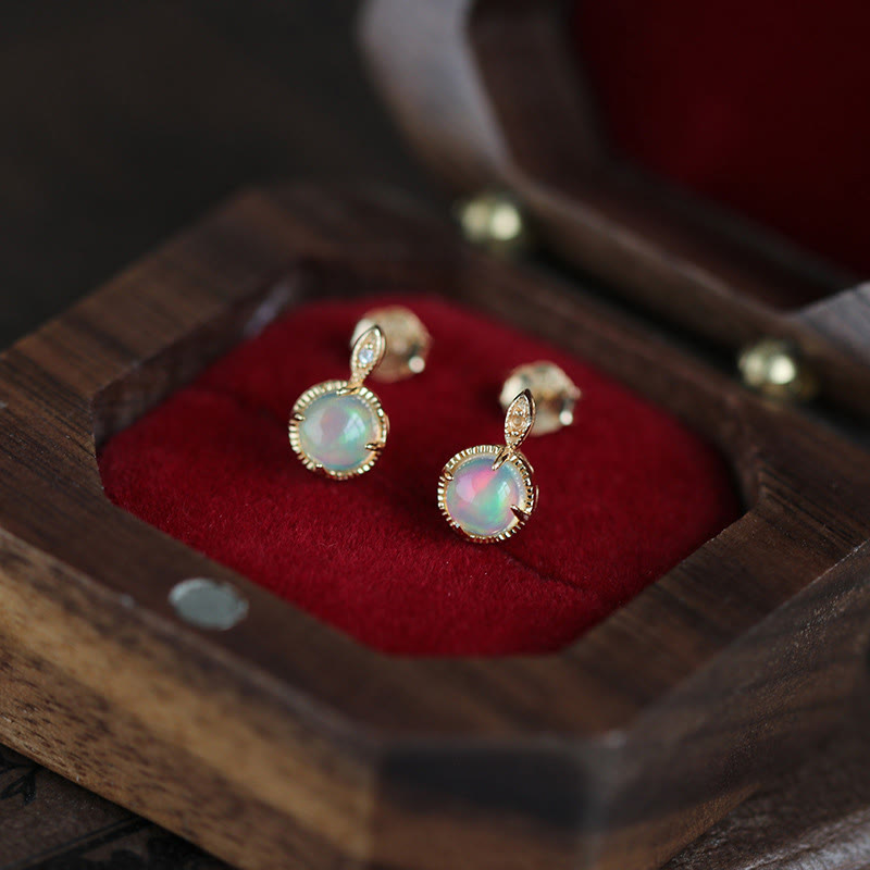 Olivenorma Vintage Opal S925 Necklace Earrings Jewelry Set