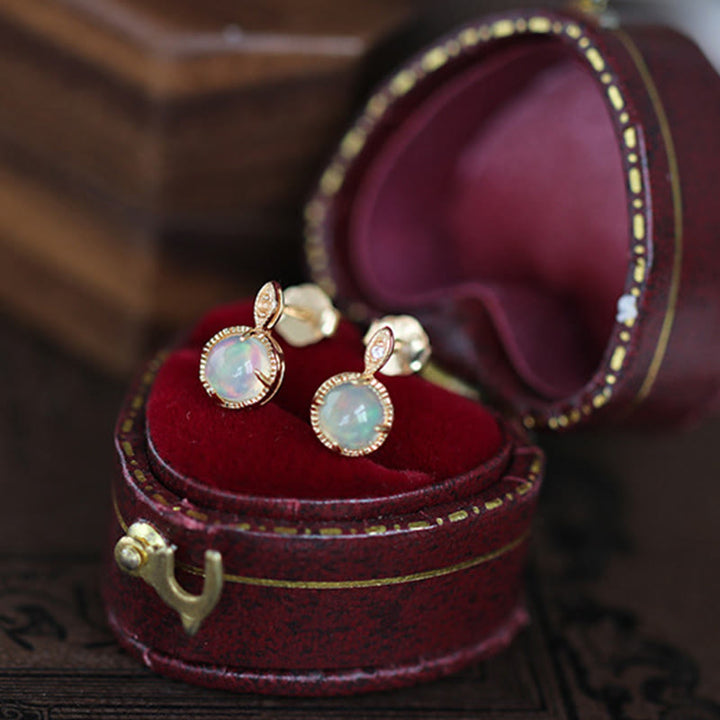 Olivenorma Vintage Opal S925 Necklace Earrings Jewelry Set