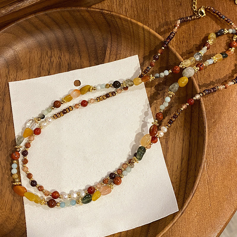 Olivenorma Natural Agate Bodhi Beaded Necklace