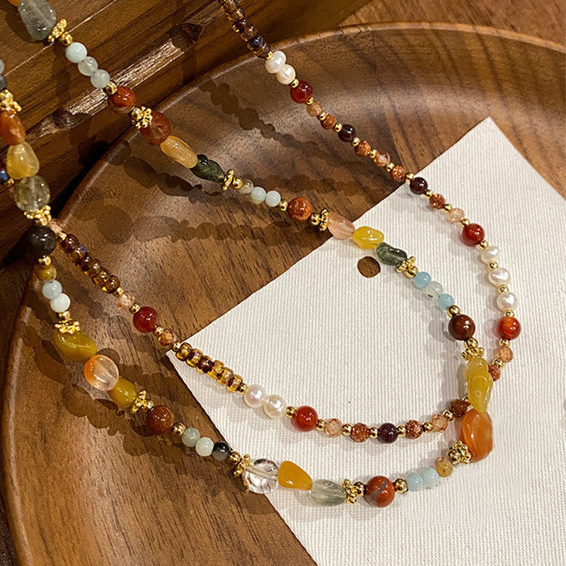 Olivenorma Natural Agate Bodhi Beaded Necklace