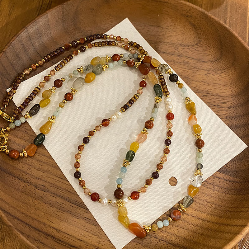 Olivenorma Natural Agate Bodhi Beaded Necklace