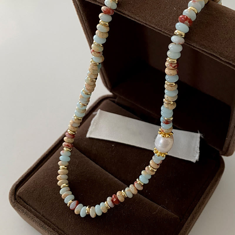 Olivenorma Blue Emperor Stone Stacked Beaded Necklace