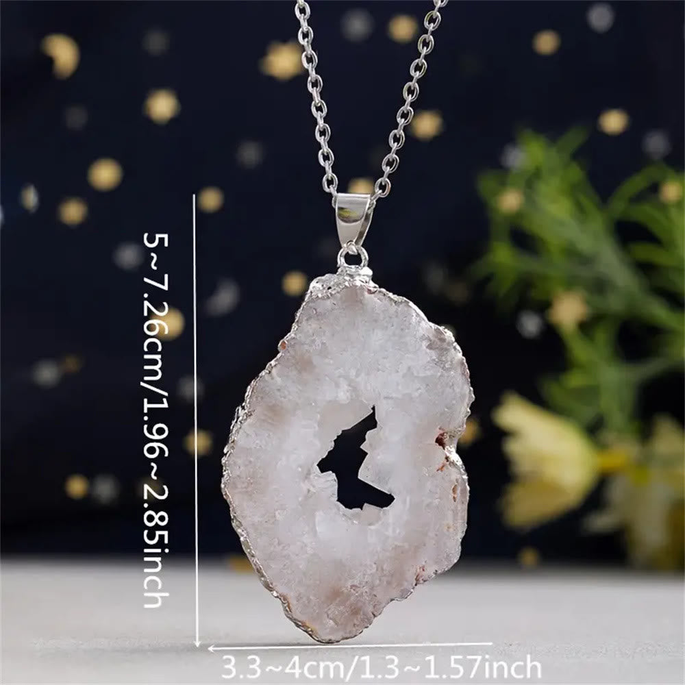 Olivenorma Natural White Agate Charm Gemstone Necklace